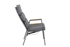 Best Savona Sessel, matt graphit , Alu/Teak/Texfabric, 74x60x110 cm, verstellbare Rückenlehne, inkl. Polster Aluminium-Gartenmöbel|Gartenstühle & Gartensessel