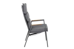 Best Savona Sessel, matt graphit , Alu/Teak/Texfabric, 74x60x110 cm, verstellbare Rückenlehne, inkl. Polster Aluminium-Gartenmöbel|Gartenstühle & Gartensessel