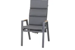 Best Savona Sessel, matt graphit , Alu/Teak/Texfabric, 74x60x110 cm, verstellbare Rückenlehne, inkl. Polster Aluminium-Gartenmöbel|Gartenstühle & Gartensessel