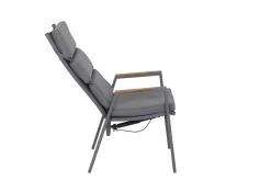 Best Savona Sessel, matt graphit , Alu/Teak/Texfabric, 74x60x110 cm, verstellbare Rückenlehne, inkl. Polster Aluminium-Gartenmöbel|Gartenstühle & Gartensessel