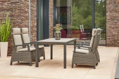 Discount Silva/Corido Garten-Essgruppe, anthrazit/grau, Alu/Gardino®-Geflecht/Keramik, 160 x 90cm, inkl. 4 Diningsessel Garten-Essgruppen