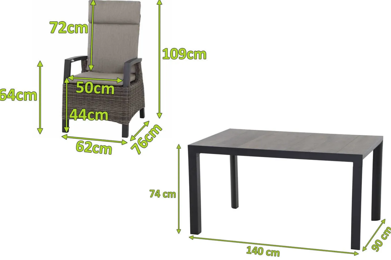 Discount Silva/Corido Garten-Essgruppe, anthrazit/grau, Alu/Gardino®-Geflecht/Keramik, 140 x 90cm, inkl. 4 Diningsessel Garten-Essgruppen