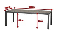 Best Silva Diningtisch, anthrazit/washed grey, Alu/Keramik, 220x100cm Gartentische