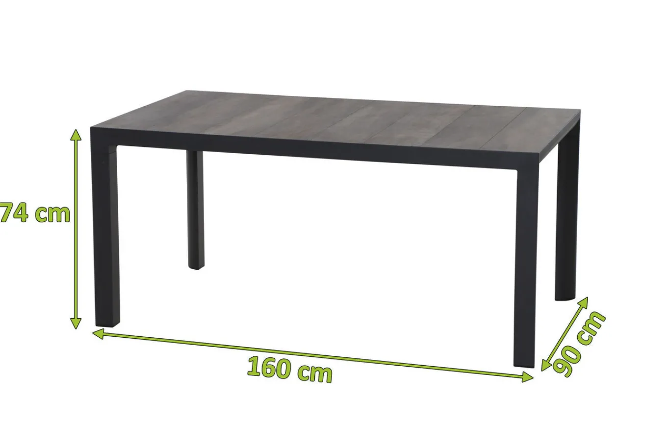 Clearance Silva Esstisch, anthrazit/grau, Alu/Keramik, 160x90 cm Gartentische