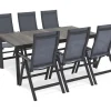 Best Silva Garten-Essgruppe mit 6 Klappstühlen, anthrazit/grau, Alu/Textilene, Tisch mit Keramikplatte 180 x 100 cm Garten-Essgruppen|Aluminium-Gartenmöbel