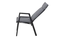 New Silva/Valencia Garten-Essgruppe, anthrazit/grau, Alu/Textilgewebe/Keramik, 183 x 100cm, inkl. 6 Diningsessel, stufenlos verstellbar Garten-Essgruppen|Aluminium-Gartenmöbel