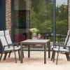 Discount Silva/Valencia Garten-Essgruppe, anthrazit/grau, Alu/Textilgewebe/Keramik, 140 x 90cm, inkl. 4 Diningsessel, stufenlos verstellbar Garten-Essgruppen|Aluminium-Gartenmöbel