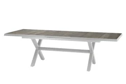Best Sincro Ausziehtisch, matt weiß-grau/washed grey, Alu/Keramik, 200/260x100 cm, synchroner Auszugsmechanismus Gartentische|Aluminium-Gartenmöbel