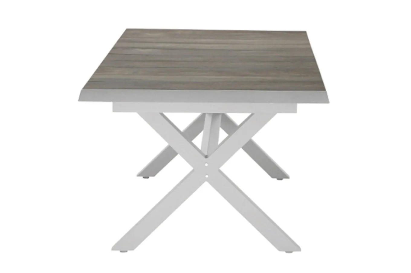 Best Sincro Ausziehtisch, matt weiß-grau/washed grey, Alu/Keramik, 200/260x100 cm, synchroner Auszugsmechanismus Gartentische|Aluminium-Gartenmöbel