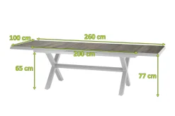 Best Sincro Ausziehtisch, matt weiß-grau/washed grey, Alu/Keramik, 200/260x100 cm, synchroner Auszugsmechanismus Gartentische|Aluminium-Gartenmöbel