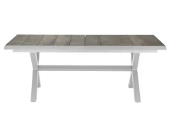 Best Sincro Ausziehtisch, matt weiß-grau/washed grey, Alu/Keramik, 200/260x100 cm, synchroner Auszugsmechanismus Gartentische|Aluminium-Gartenmöbel