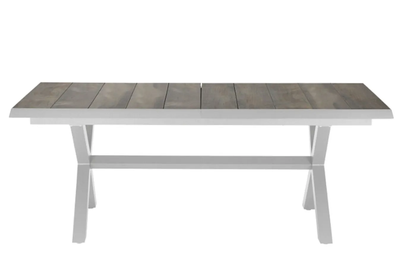 Best Sincro Ausziehtisch, matt weiß-grau/washed grey, Alu/Keramik, 200/260x100 cm, synchroner Auszugsmechanismus Gartentische|Aluminium-Gartenmöbel