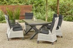 Sale Sincro/Corido Garten-Essgruppe, anthrazit/grau, Alu/Geflecht/Keramik, 200/260 x 100 cm, inkl. 6 Diningsessel Garten-Essgruppen