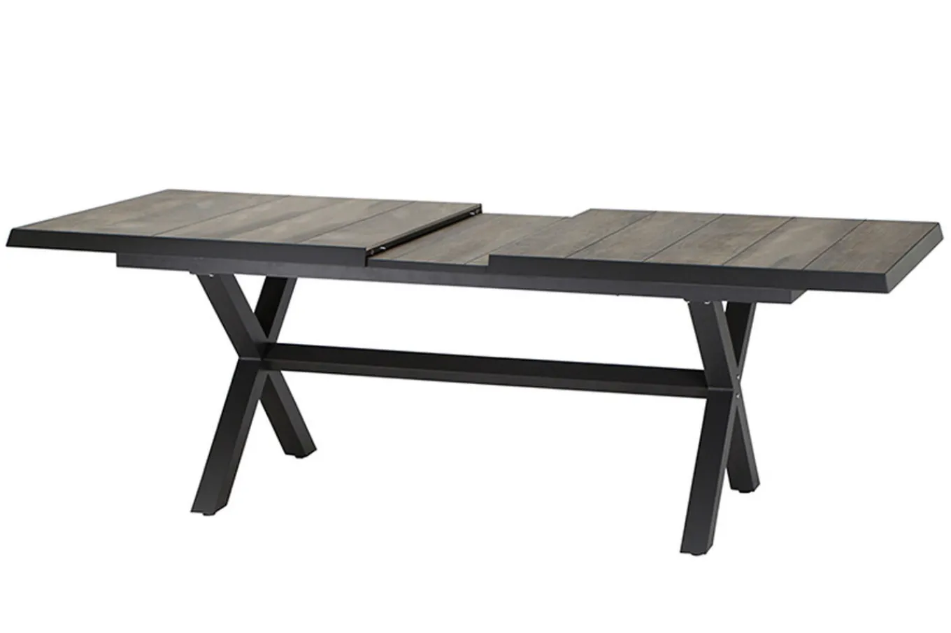Sale Sincro/Corido Garten-Essgruppe, anthrazit/grau, Alu/Geflecht/Keramik, 200/260 x 100 cm, inkl. 6 Diningsessel Garten-Essgruppen