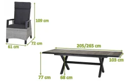 Online Sincro/Corido Garten-Essgruppe, anthrazit/grau, Alu/Geflecht/Keramik, 200/260 x 100 cm, inkl. 4 Diningsessel Garten-Essgruppen|Aluminium-Gartenmöbel