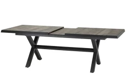 Hot Sincro/Valencia Garten-Essgruppe, anthrazit/grau, Alu/Textilgewebe/Keramik, 200/260 x 100 cm, inkl. 6 Diningsessel, stufenlos verstellbar Garten-Essgruppen|Aluminium-Gartenmöbel