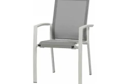 Clearance Sincro/Velia Garten-Essgruppe für 8 Personen, matt weiß-grau/washed grey, Alu/Ranotex, ausziehbare Tischplatte aus Keramik, stapelbare Stühle Garten-Essgruppen|Aluminium-Gartenmöbel