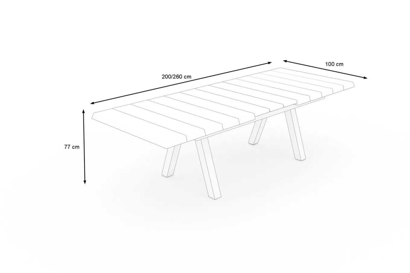 Best Tirana Ausziehtisch, matt anthrazit, Alu/Keramik, 200/260 x 100 cm, ausziehbar, witterungsbeständig Gartentische