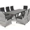 Discount Tirana/Corido Garten-Essgruppe, matt anthrazit, Aluminium/Keramik, Ausziehtisch, 8 Sessel Polyrattan-Gartenmöbel