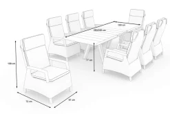 Discount Tirana/Corido Garten-Essgruppe, matt anthrazit, Aluminium/Keramik, Ausziehtisch, 8 Sessel Polyrattan-Gartenmöbel