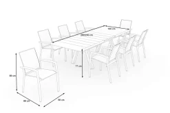 Online SIENA GARDEN Tirana/Velia Garten-Essgruppe, matt anthrazit/wood-grey, Aluminium/Keramik, Ausziehtisch, 8 Stapelsessel Garten-Essgruppen|Aluminium-Gartenmöbel