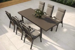 Discount Valencia Garten-Essgruppe, anthrazit/grau, Alu/Glas/Textilgewebe, 180/240 x 100 cm, ausziehbar Garten-Essgruppen