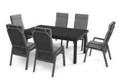 Discount Valencia Garten-Essgruppe, anthrazit/grau, Alu/Glas/Textilgewebe, 180/240 x 100 cm, ausziehbar Garten-Essgruppen
