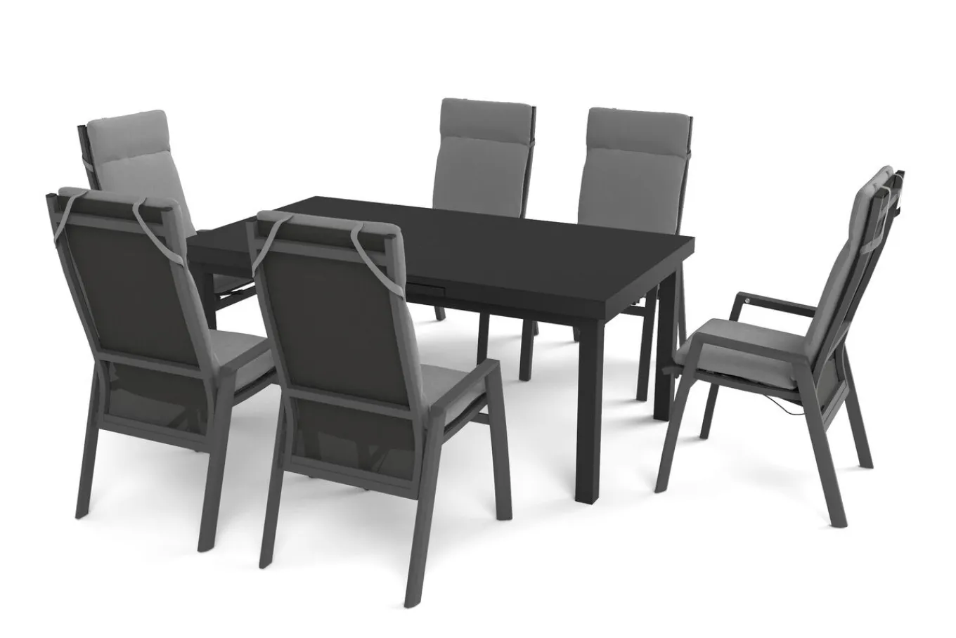 Discount Valencia Garten-Essgruppe, anthrazit/grau, Alu/Glas/Textilgewebe, 180/240 x 100 cm, ausziehbar Garten-Essgruppen