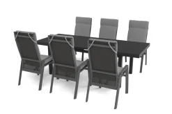 Discount Valencia Garten-Essgruppe, anthrazit/grau, Alu/Glas/Textilgewebe, 180/240 x 100 cm, ausziehbar Garten-Essgruppen