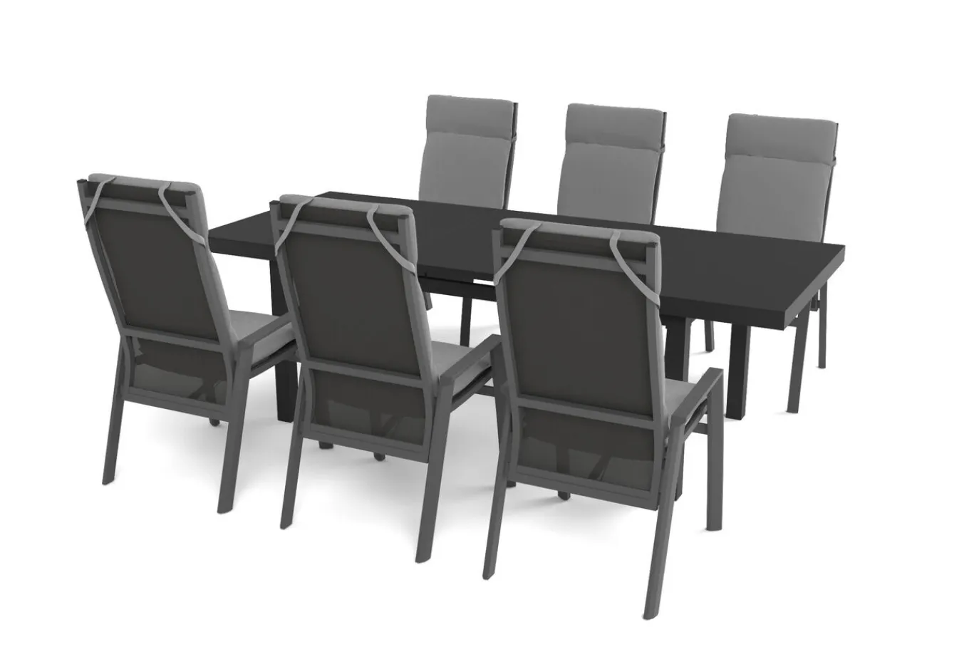 Discount Valencia Garten-Essgruppe, anthrazit/grau, Alu/Glas/Textilgewebe, 180/240 x 100 cm, ausziehbar Garten-Essgruppen