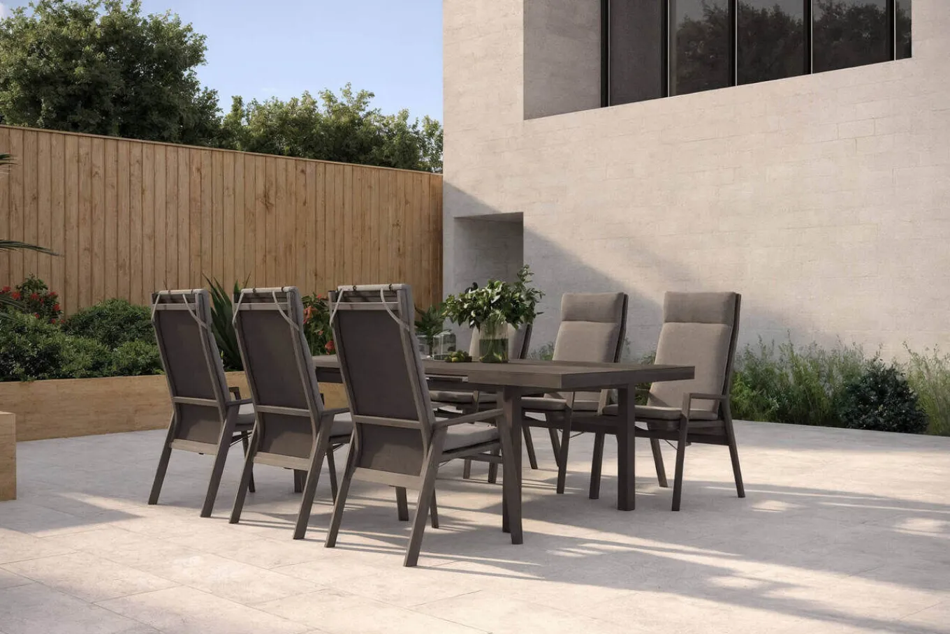 Discount Valencia Garten-Essgruppe, anthrazit/grau, Alu/Glas/Textilgewebe, 180/240 x 100 cm, ausziehbar Garten-Essgruppen