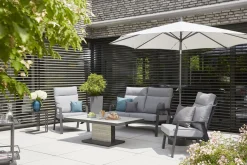 Hot Valencia 2-Sitzer Sofa, anthrazit matt, Alu/Ranotex, 152 x 82 x 99 cm, stufenlos verstellbar, inkl. Kissen Gartenbänke & Gartensofas