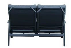 Hot Valencia 2-Sitzer Sofa, anthrazit matt, Alu/Ranotex, 152 x 82 x 99 cm, stufenlos verstellbar, inkl. Kissen Gartenbänke & Gartensofas