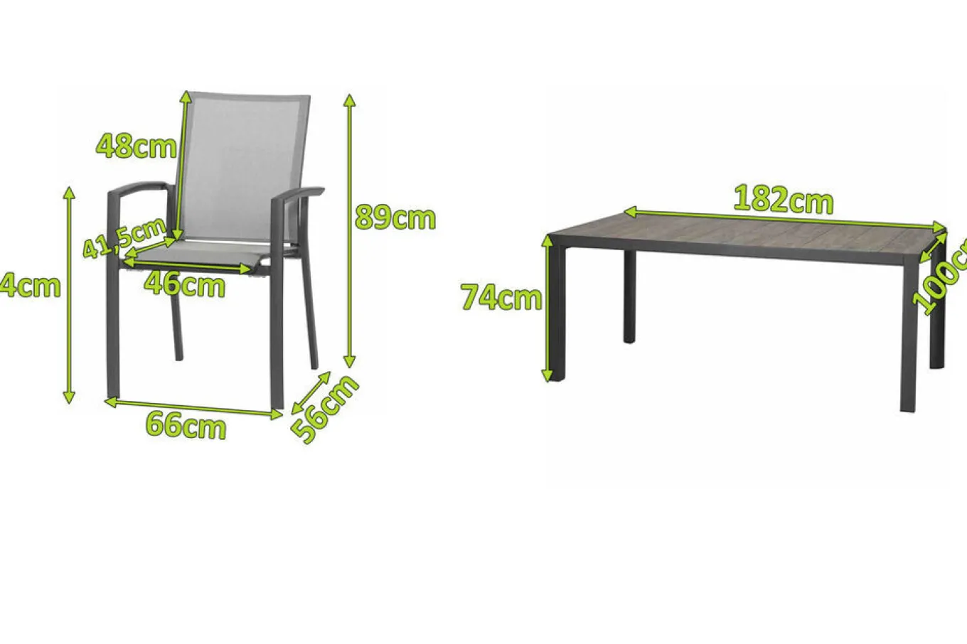 New Velia / Silva Garten-Essgruppe, anthrazit/washed grey, Alu/Ranotex/Keramik, 6 Sessel, Tisch 180 x 100 cm Garten-Essgruppen|Aluminium-Gartenmöbel