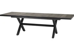 Best Velia / Sincro Garten-Essgruppe, anthrazit/natur-grau, Alu/Ranotex/Keramik, 6 Sessel, Ausziehtisch 200/260 x 100 cm Garten-Essgruppen