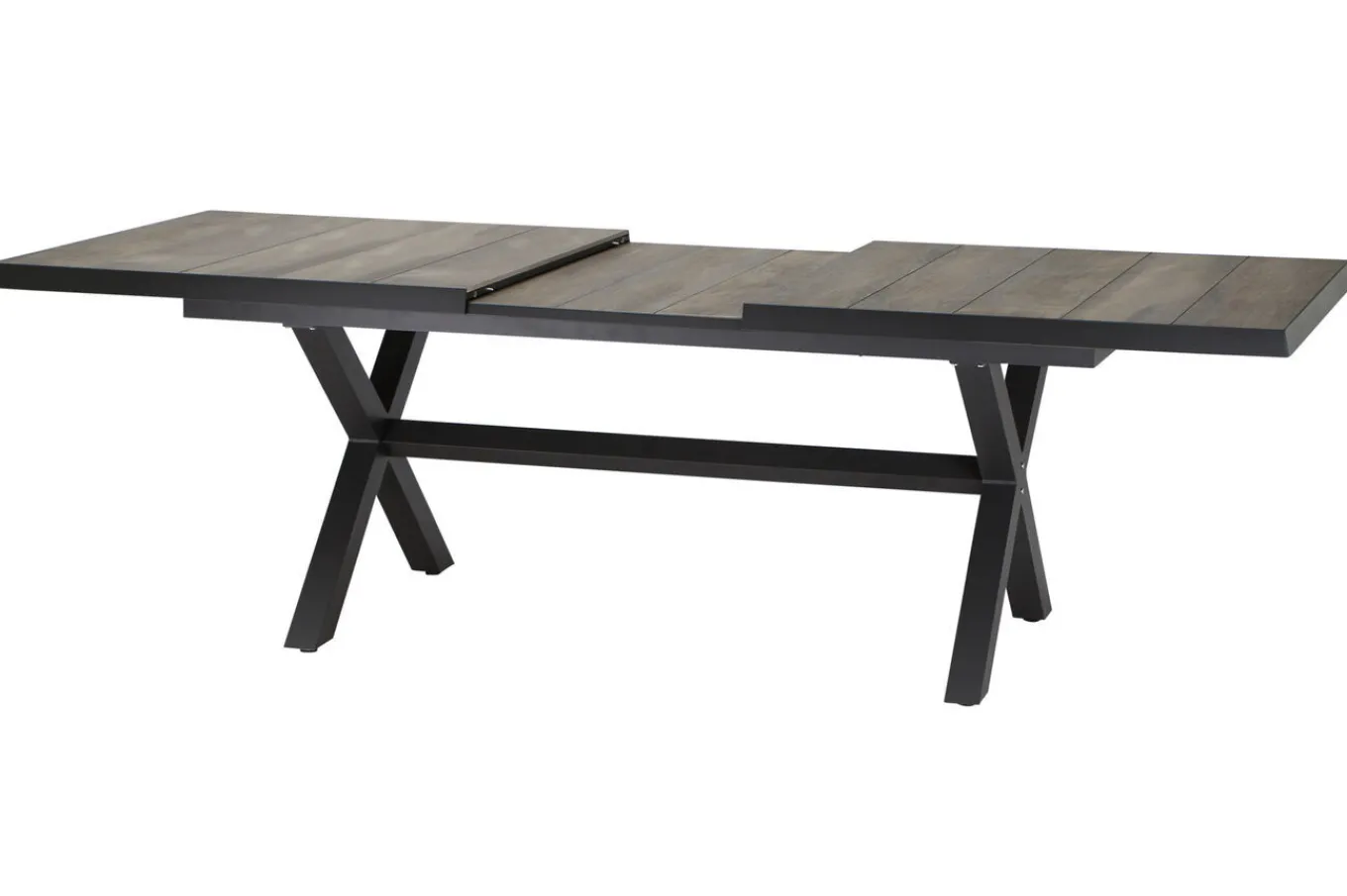 Best Velia / Sincro Garten-Essgruppe, anthrazit/natur-grau, Alu/Ranotex/Keramik, 6 Sessel, Ausziehtisch 200/260 x 100 cm Garten-Essgruppen