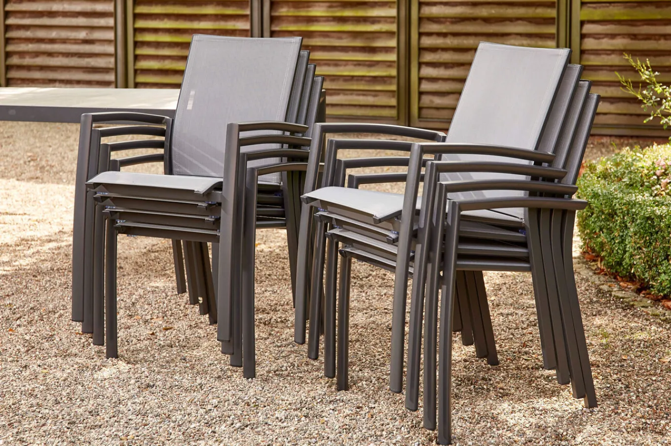 Best Velia / Sincro Garten-Essgruppe, anthrazit/natur-grau, Alu/Ranotex/Keramik, 6 Sessel, Ausziehtisch 200/260 x 100 cm Garten-Essgruppen