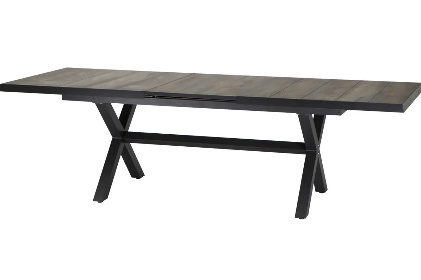 Clearance Velia/Sincro Garten-Essgruppe, anthrazit/natur-grau, Alu/Ranotex/Keramik, 8 Sessel, Ausziehtisch 200/260 x 100 cm Garten-Essgruppen|Aluminium-Gartenmöbel