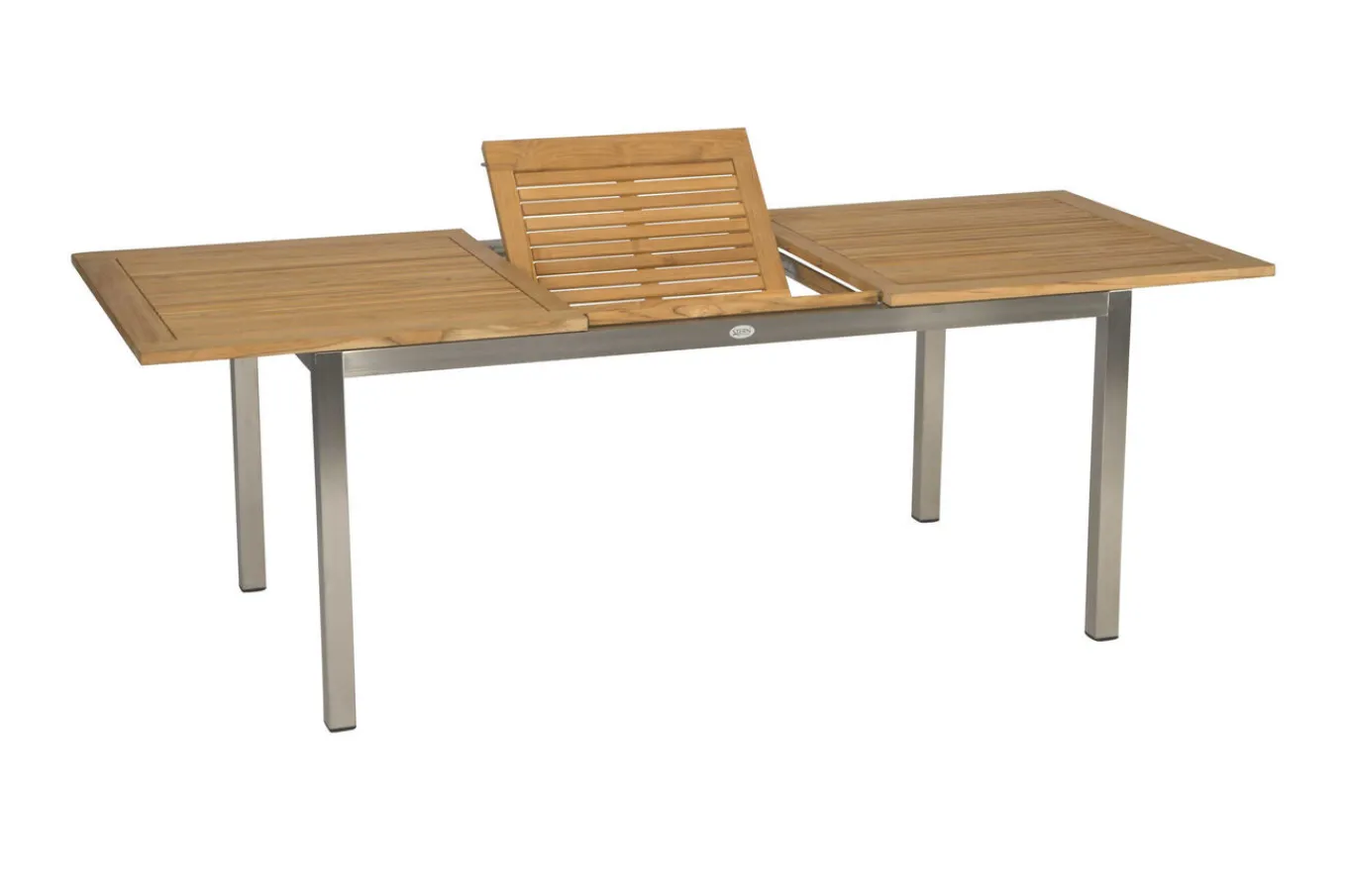 Hot Ausziehtisch, silber/natur, Edelstahl/Teakholz, 160/220x90 cm, Butterfly-Auszug Gartentische|Edelstahl-Gartenmöbel