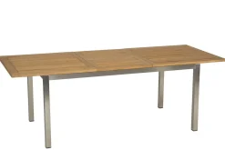 Clearance Cardiff Garten-Essgruppe, taupe/grau, Edelstahl/Textil, 162/220 x 90 cm, 6 Pers., Teakholz Garten-Essgruppen
