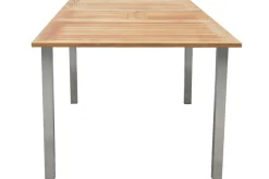 New Cardiff Garten-Essgruppe, silber/taupe, Edelstahl/Teak, Tisch 150/200 x 90 cm, 6 Stapelsessel Garten-Essgruppen