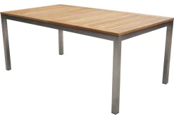 Sale Cardiff Garten-Essgruppe, silber/silbergrau, Edelstahl/Teak, Tisch 180/240 x 100 cm, 6 Stapelsessel, FSC®-zertifiziertes Produkt Garten-Essgruppen