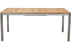 Sale Cardiff Garten-Essgruppe, silber/silbergrau, Edelstahl/Teak, Tisch 180/240 x 100 cm, 6 Stapelsessel, FSC®-zertifiziertes Produkt Garten-Essgruppen
