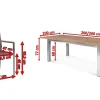 Discount Cardiff Garten-Essgruppe, silber/silbergrau, Edelstahl/recyceltes Teak, Tisch 200/260 x 100 cm, 6 Stapelsessel, FSC®-zertifiziertes Produkt Garten-Essgruppen|Edelstahl-Gartenmöbel