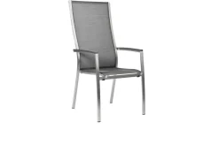 Online Cardiff Stapelsessel, silbergrau, Edelstahl/Textil/Aluminiumarmlehnen, 68,5x56x110 cm, stapelbar Edelstahl-Gartenmöbel|Gartenstühle & Gartensessel