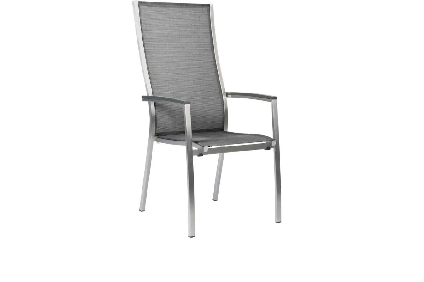 Online Cardiff Stapelsessel, silbergrau, Edelstahl/Textil/Aluminiumarmlehnen, 68,5x56x110 cm, stapelbar Edelstahl-Gartenmöbel|Gartenstühle & Gartensessel