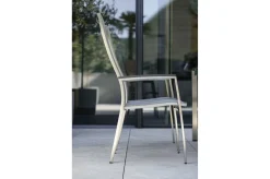 Online Cardiff Stapelsessel, silbergrau, Edelstahl/Textil/Aluminiumarmlehnen, 68,5x56x110 cm, stapelbar Edelstahl-Gartenmöbel|Gartenstühle & Gartensessel