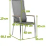 Sale Cardiff Stapelsessel, silbergrau, Edelstahl/Textil/Armlehnen aus Teak, 68,5x56x110 cm, stapelbar Edelstahl-Gartenmöbel|Gartenstühle & Gartensessel