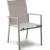 Clearance NEW LEVANTO/PENTA Garten-Essgruppe, greige/Sesam, Aluminium/Textilen/Teak, Tisch 220 x 100 cm, 6 Stapelstühle Garten-Essgruppen|Aluminium-Gartenmöbel
