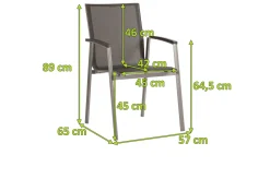 Outlet New Top Stapelsessel, graphit/silbergrau, Aluminium/Textil, 65x57x89 cm, pulverbeschichtet, stapelbar Gartenstühle & Gartensessel
